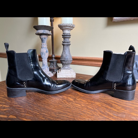 Boemas Vera Gomma Shiny Black Leather Italian Boots - Picture 5 of 7